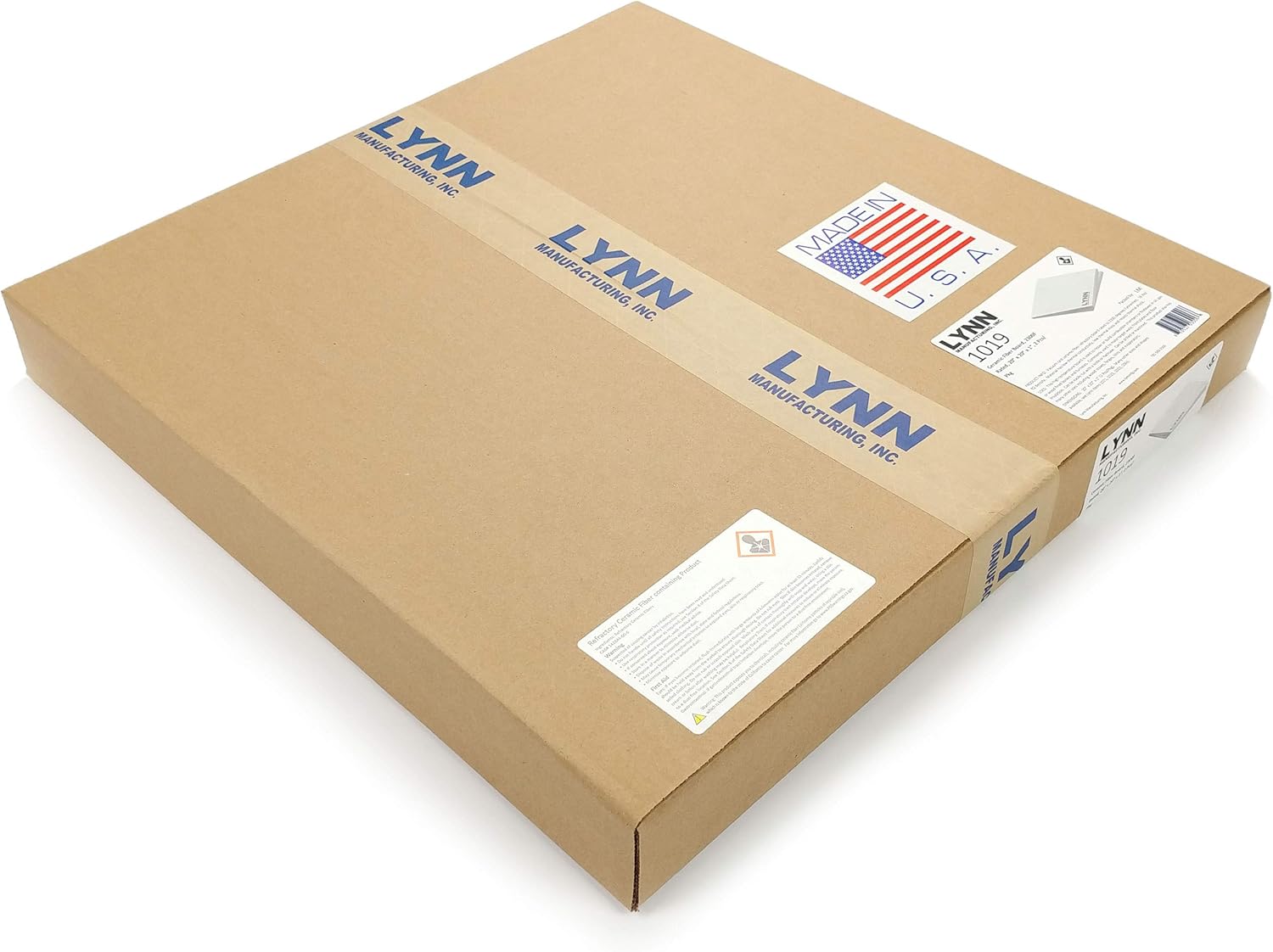 Size 1/2 x 24 x 36 Lynn Manufacturing Ceramic Fiber Board Insulation, 2300F-Rated, for Boiler, Stove, Forge, Kiln, Baffle Board, 1019