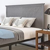 Vista 1 de Merrick Lane Marta - Cabecera de madera tamaño Queen, cabecero ajustable con patrón de espiga en color gris lavado