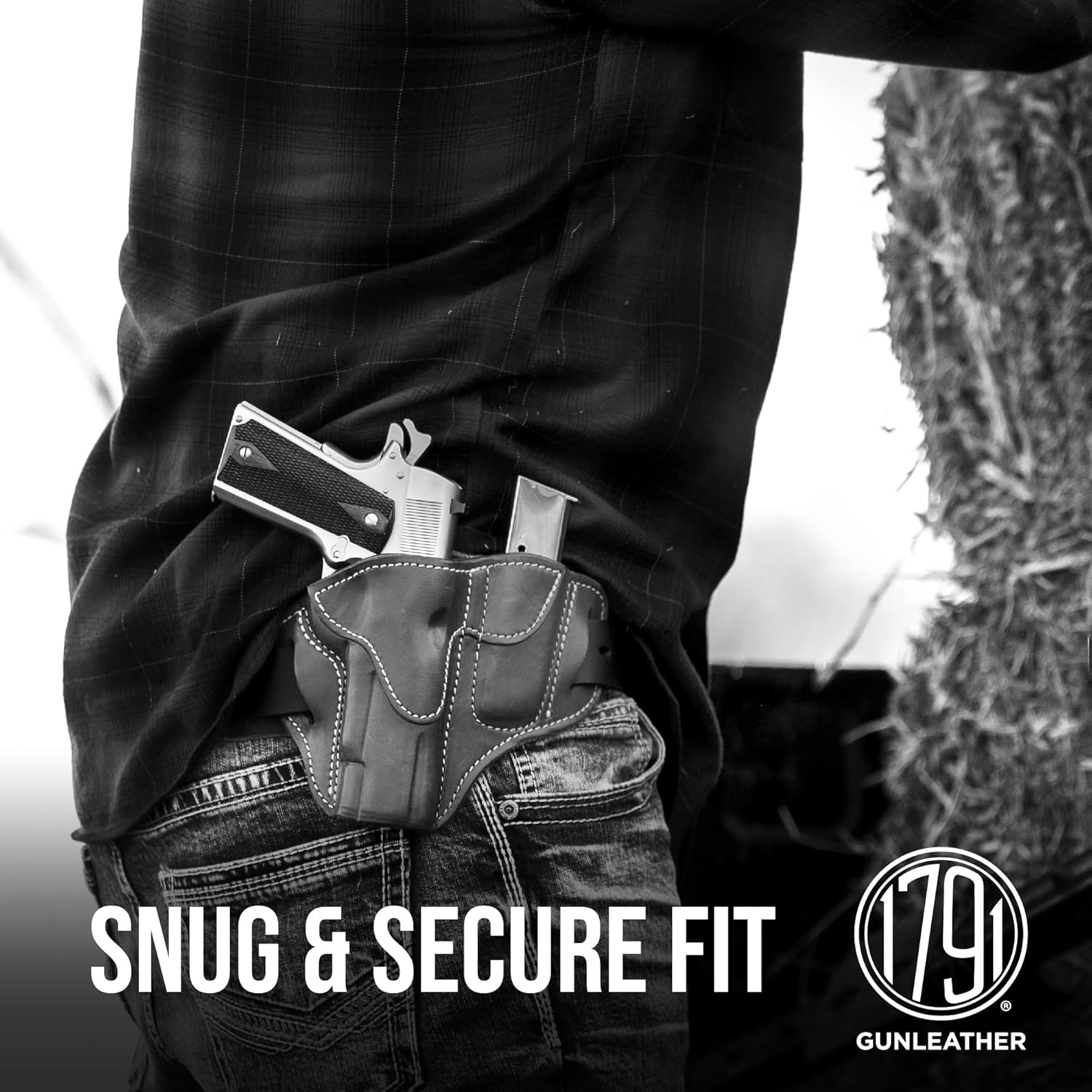 1791 GunLeather Combo 1911 Holster and Mag Pouch, Right Hand OWB Leather Gun and Mag Holster for Belts fits All 1911 Models with 4" and 5" Barrels - Image 4