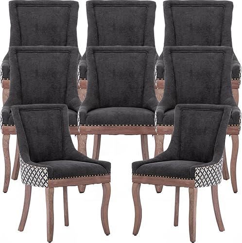 Miniatura 30 de Juego de 6 sillas de comedor, silla de cocina y comedor, sillas de comedor tapizadas en tela, sillas de comedor de madera, sillas de comedor, ribete