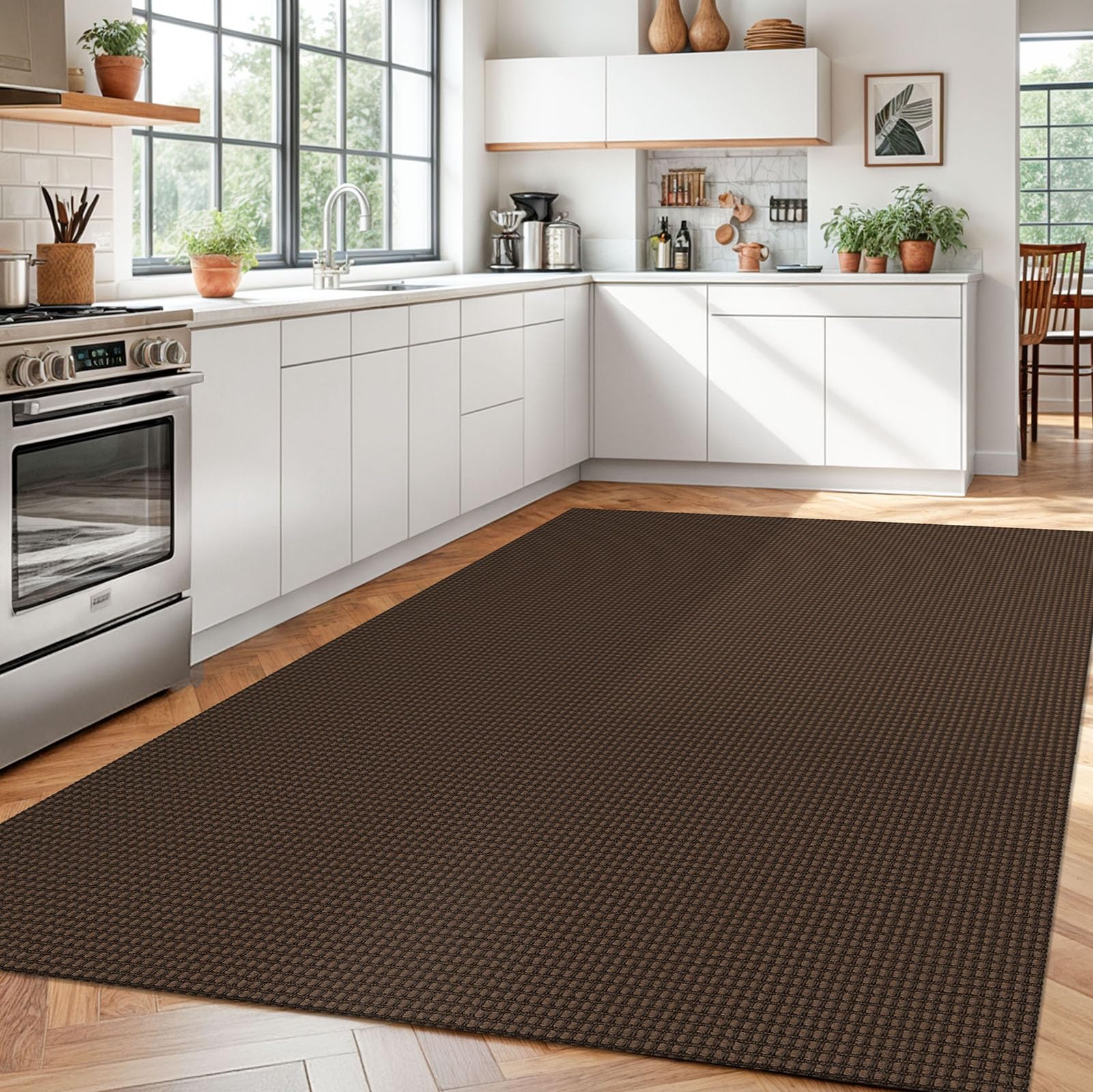 Alfombra trenzada de 5 x 7 pies, lavable para sala de estar, dormitorio, alfombras con respaldo de goma, alfombras bohemias para comedor, alfombra de algodón para sala de estar, alfombra tejida para