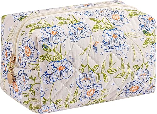 Miniatura 39 de Bolsa de maquillaje de viaje para mujeres y niñas, bolsa de maquillaje con cremallera, flores florales, organizador de maquillaje, bolsa de tela de