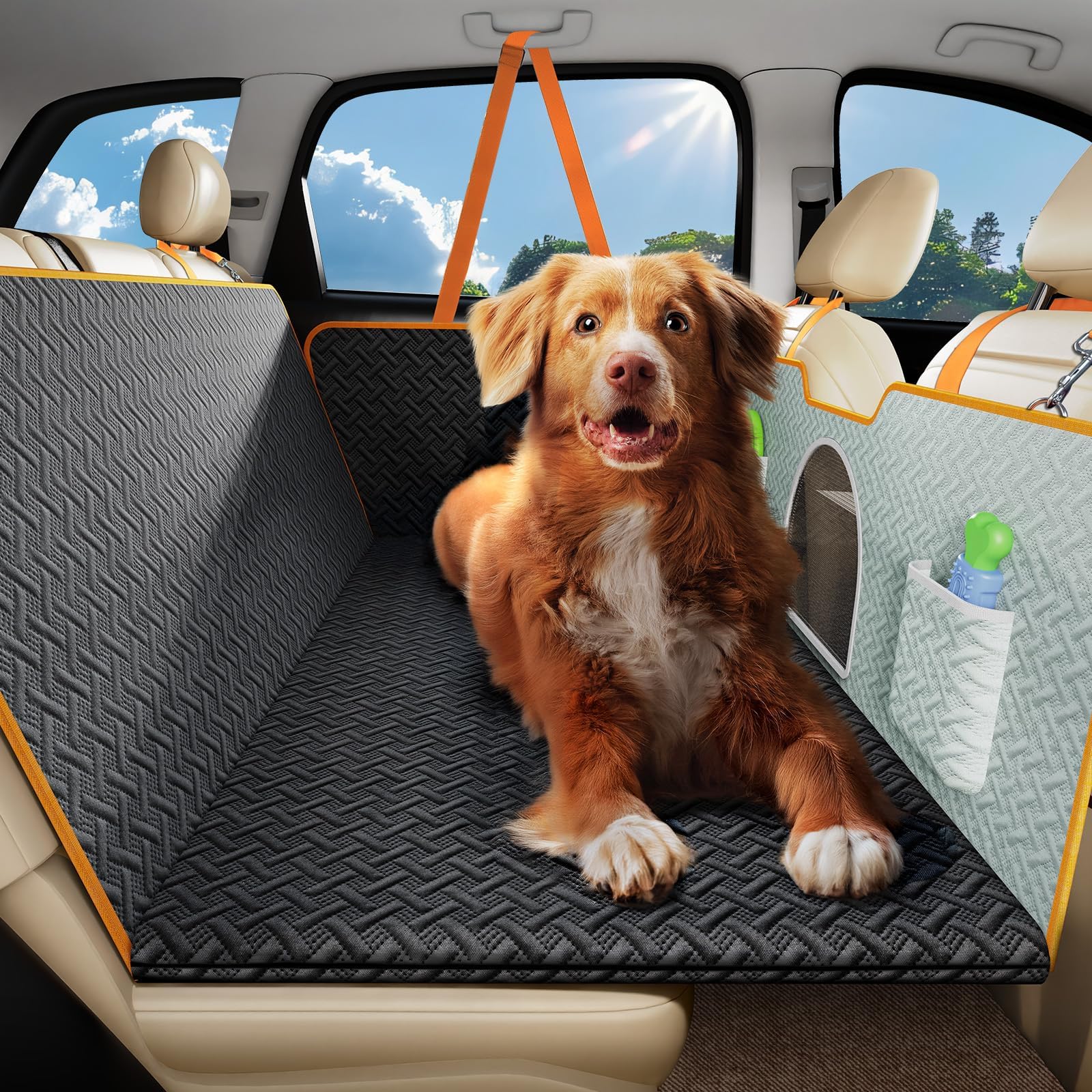 UPAWPIA Protection Voiture Chien Siege Arriere Imperméable Antidérapante Housse Voiture Chien Avec Fenêtre En Filet Protege Siege Voiture Chien, Convient à La Plupart Des Voitures SUV Et Camions