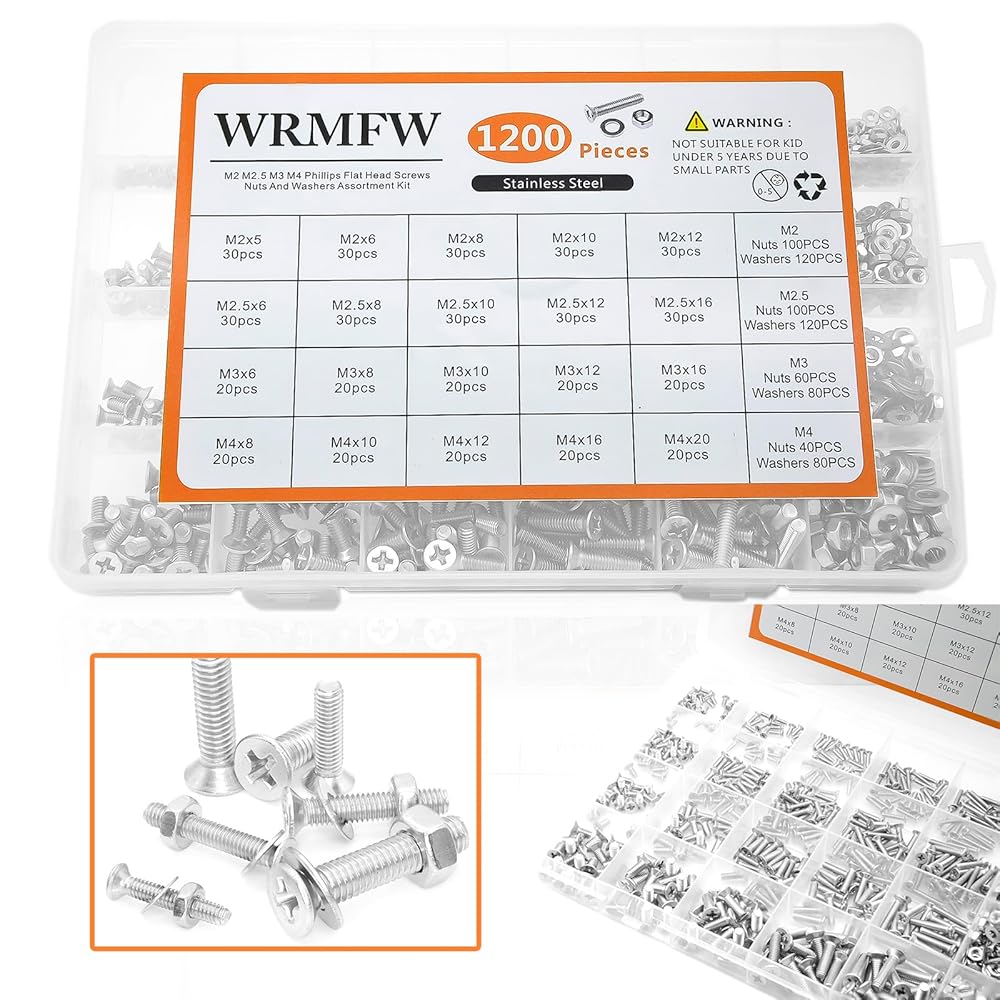 304 Stainless Steel Bolts, Nuts, and Washers Assortment Kit with Storage Case view 3