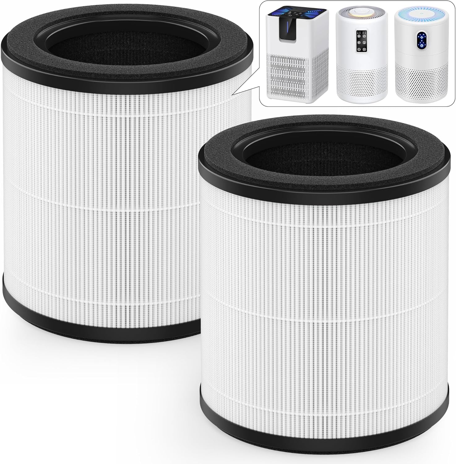2 Packs Replacement Filter Compatible with MOOKA B-D02L & M05, KOIOS B-D02L and VEWIOR B-D02U Air Cleaner Purifier