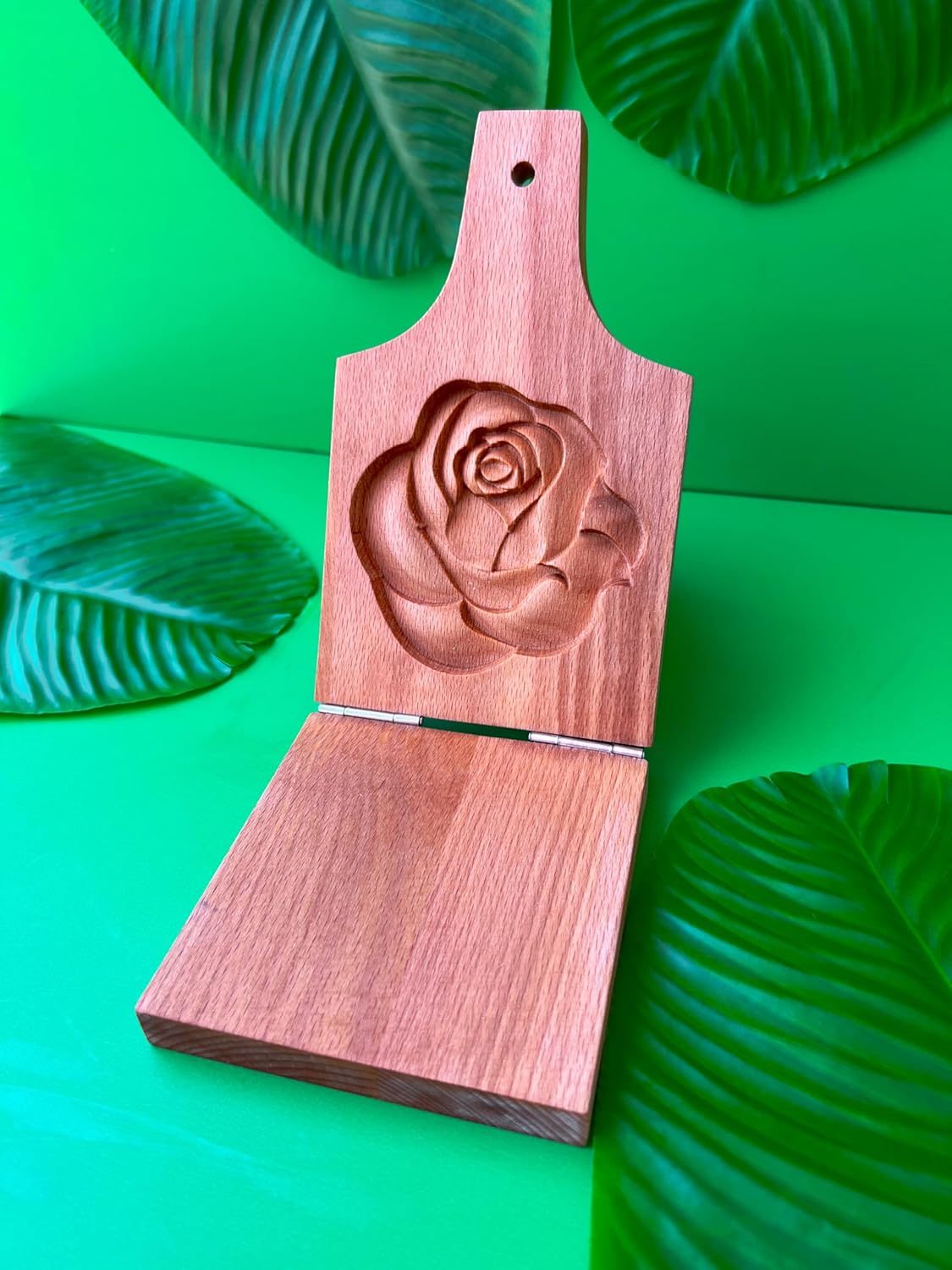 | The Original Wooden Fried Plantain Smasher with Engraved Rose | Tostonera | 4.5 x 7.5 inches | Kitchen Utensil | Latin Food