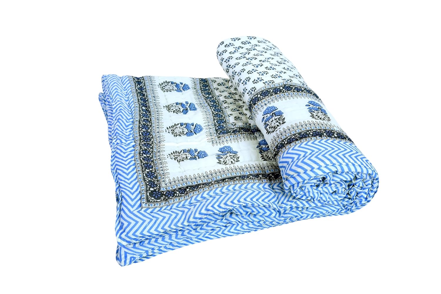 Traditional Famous Jaipuri Beautiful Floral Print in Multi Colour Jaipuri Rajai/Razai/Quilt Single/Single Comforter/AC Quilt/AC Comforter