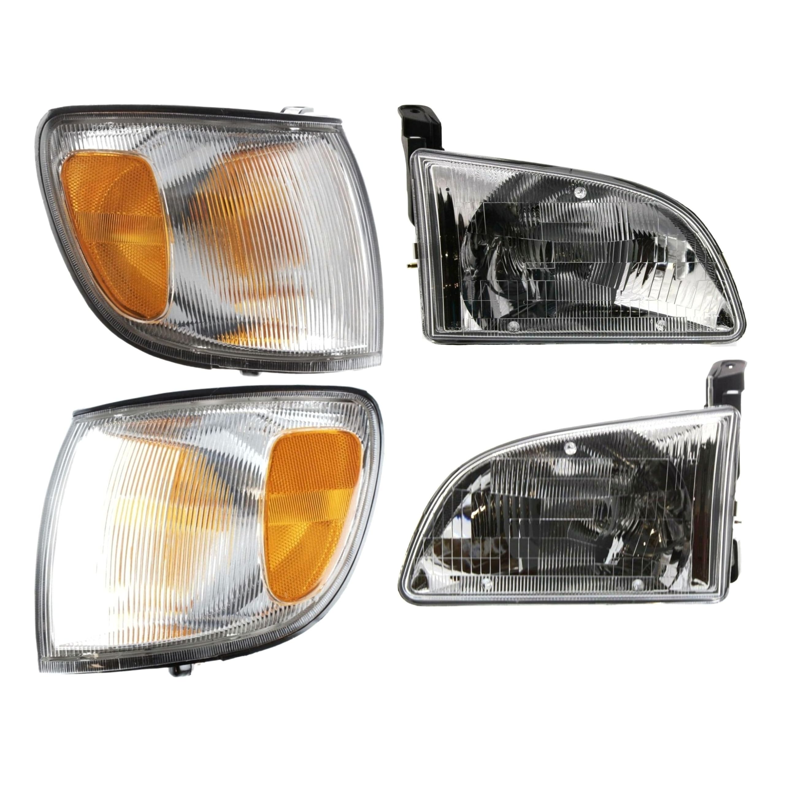 DUST GLOW Set of 4 Brake Light + Brake Light + Right Headlight + Left Headlight Incandescent Bulb Clear Amber Lens Bulb Headlamp for Toyota for Sienna CE/LE 98-00