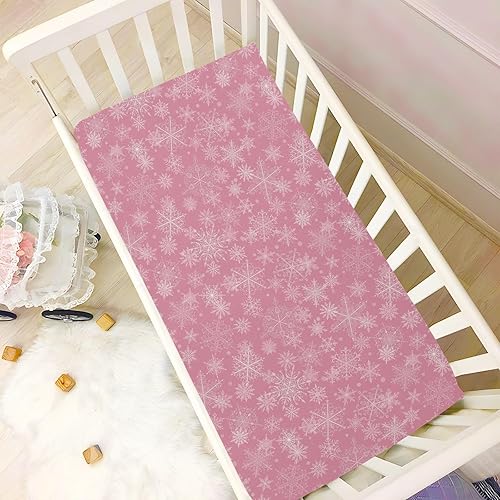 Miniatura 5 de Snowflake Crib Sheets - Stretchy Fitted Crib Sheets for Boys Girls, Unisex Cozy Baby Crib Sheet 27 x 39 x 5 Inches