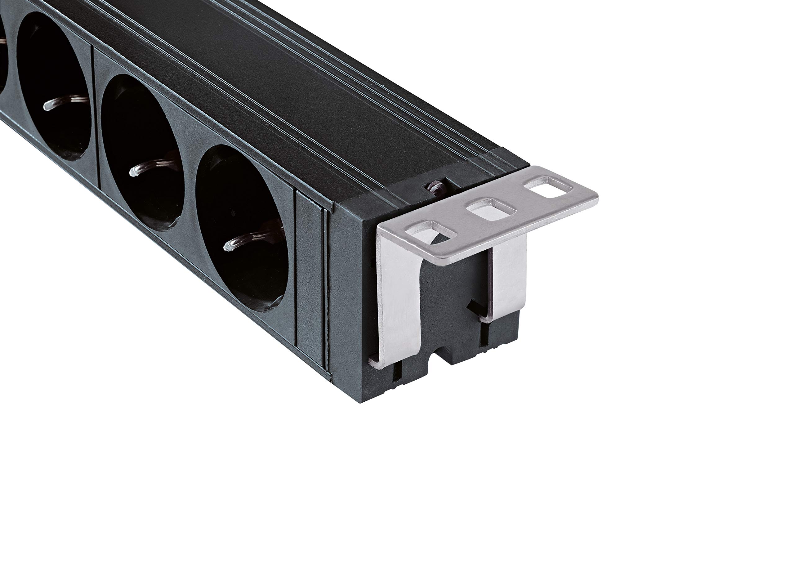 28673 19"-Power Box Schwarz – 8-fach Steckdosenleiste 1 HE für Rack und 19 Zoll Equipment – max. 3500 W
