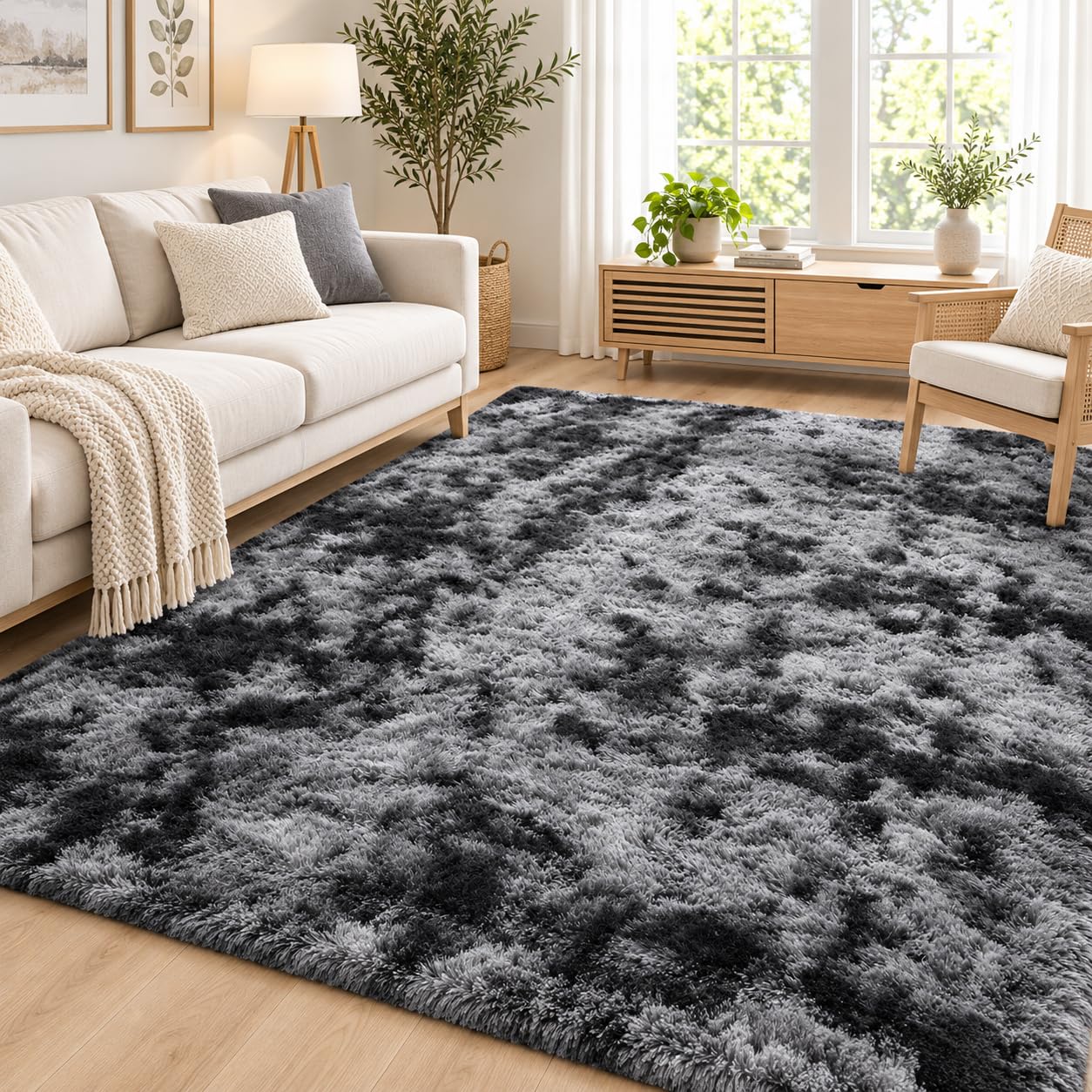 Carpesite Washable Fluffy Shaggy Rug for Living Room & Bedroom – Extra Large Anti Slip Carpet, Soft Thick Pile Non Shedding Floor Mat for Dorm, Apartment & Cozy Home
