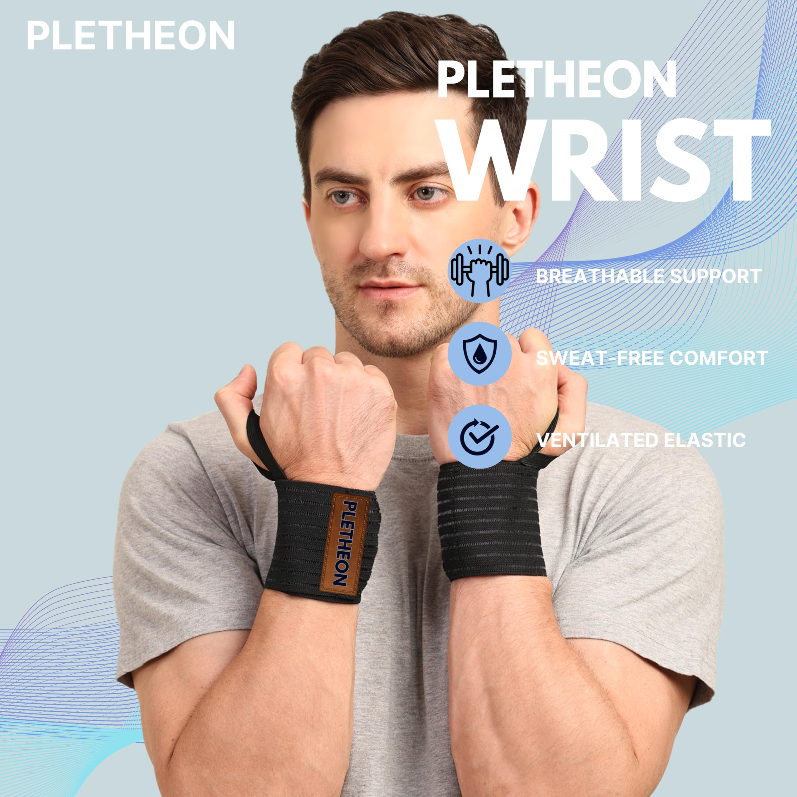 PLETHEON Wrist Support Band for Gym, Workout & Weightlifting | Adjustable Wrist Strap for Men & Women | Pain Relief & Wrist Stability for Fitness & Sports (VENTILATED BLACK) 4