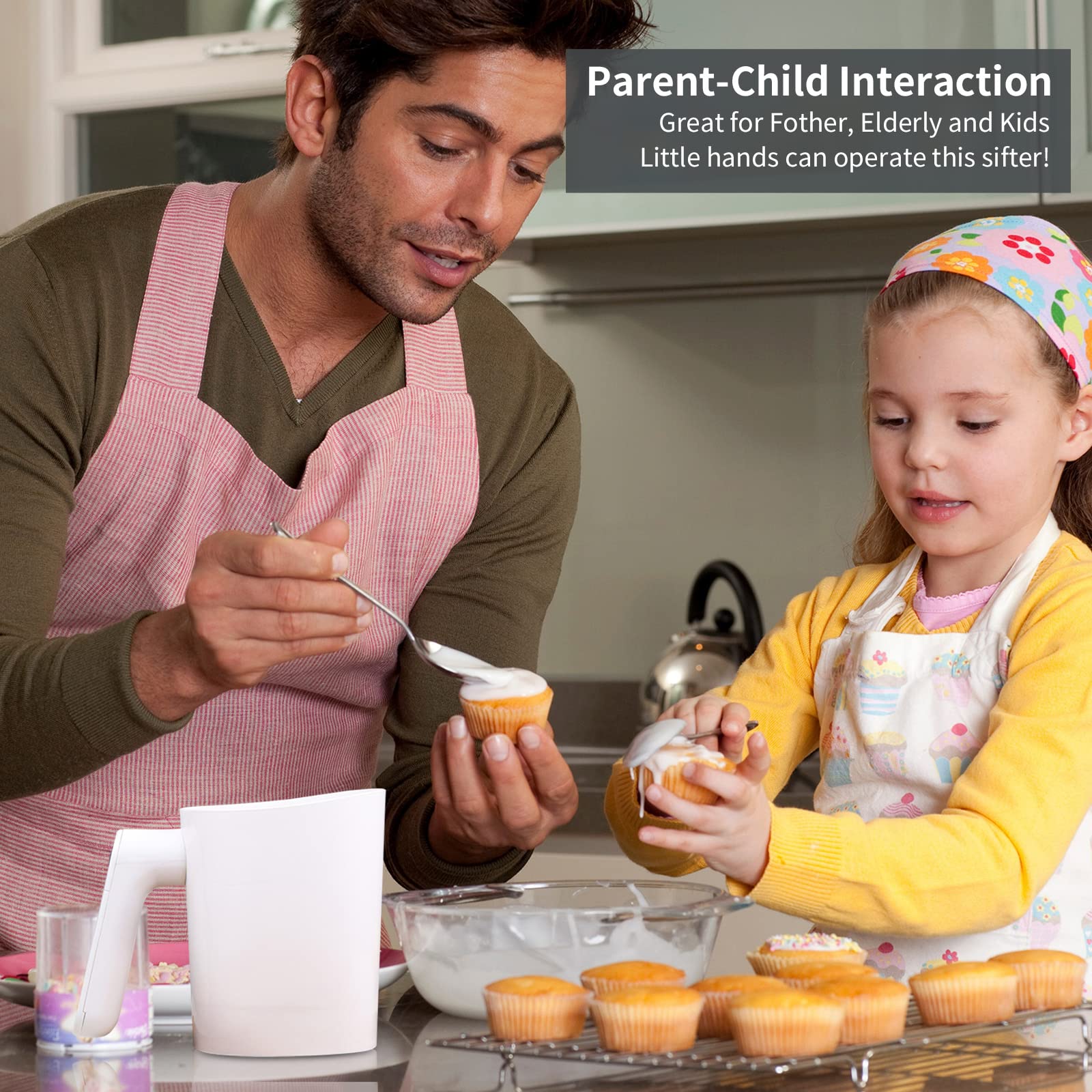 Elektrisches Mehlsieb,Einhand-Mehlsieb Für Mehl/Zucker/Zimt/Gewürzpulver | Batteriebetriebenes Mehlsieb, Edelstahlgeflecht,Handgehaltenes Koch, Pulverstreuer, Sieb, Kann Für Gebäck Verwendet Werden