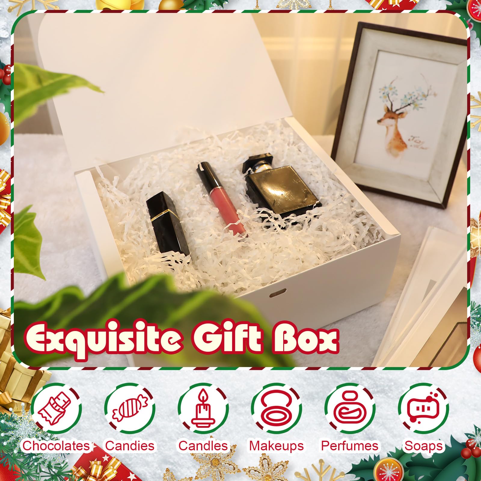 Maxcheck Hochzeits-Geschenkboxen mit Deckel, 25,4 x 20,3 x 10,2 cm, Brautjungfern-Antragsbox mit Schleife, Dankeschön-Tag und Anstecknadel für Hochzeitsgeschenke, Brautparty, Geburtstag, Party,