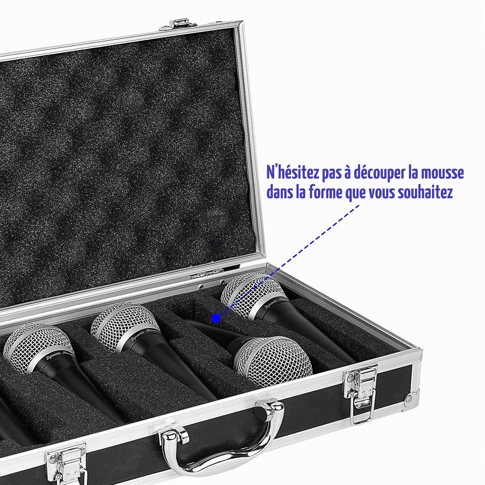 Équipement Audio en Mousseline, étui de Transport Professionnel pour Microphone, Mousse prédécoupée Personnalisable, Construction Robuste en Aluminium, Parfait pour Le Rangement du Microphone