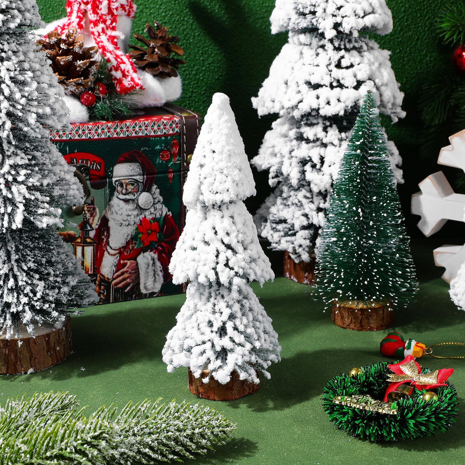 4piezas Árboles de Navidad Miniatura de Escritorio de Árbol Artificial de Decoración Navideña para Mesa de Oficina Adornos de Fiesta de Invierno