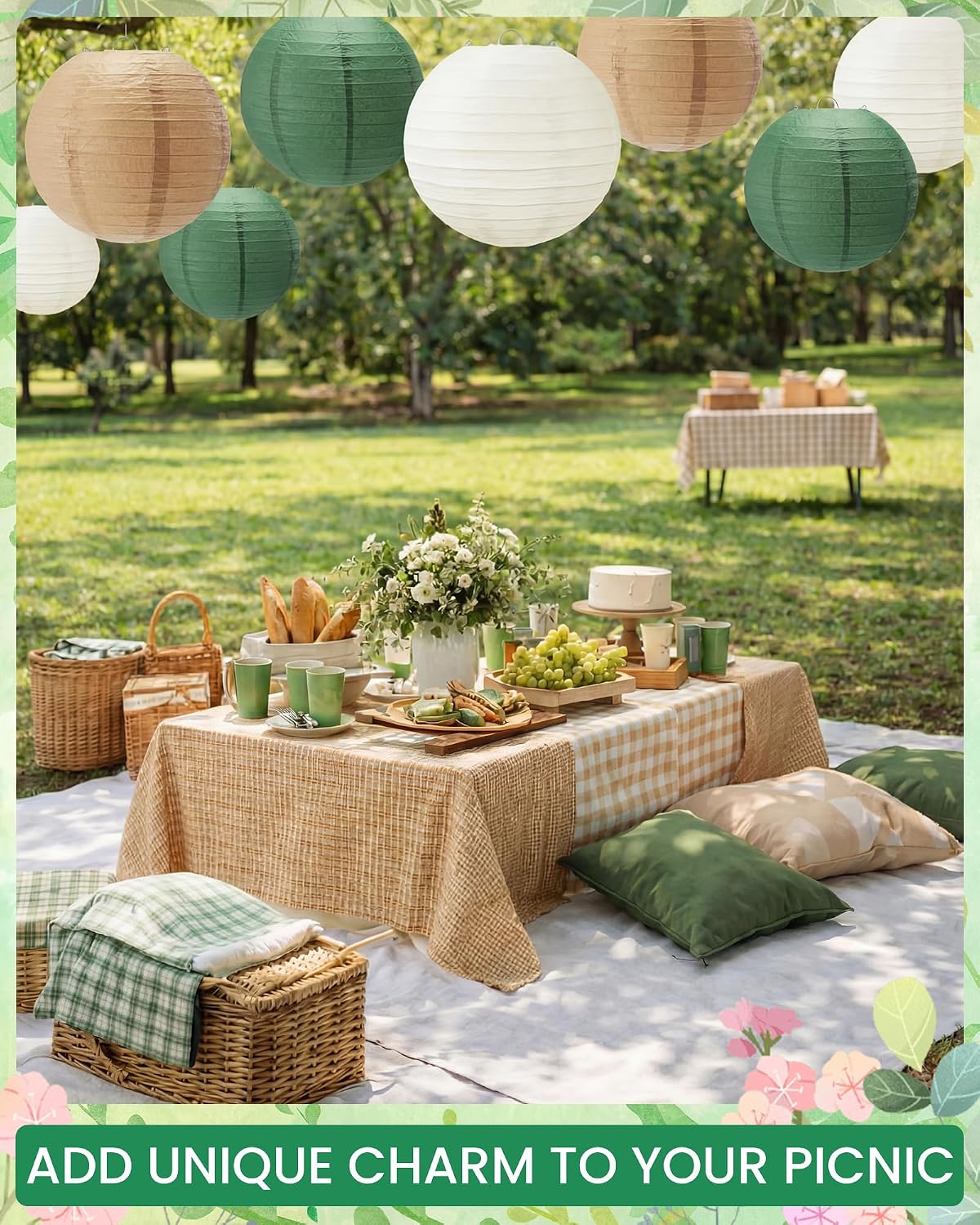 Treela 48 Pcs Paper Lanterns Party Decorations Chinese Round Paper Decor 4/6/8/10 Inch Asian Hanging Lamps Decorative for Birthday Party Wedding Bridal New Year Supplies(Dark Green)