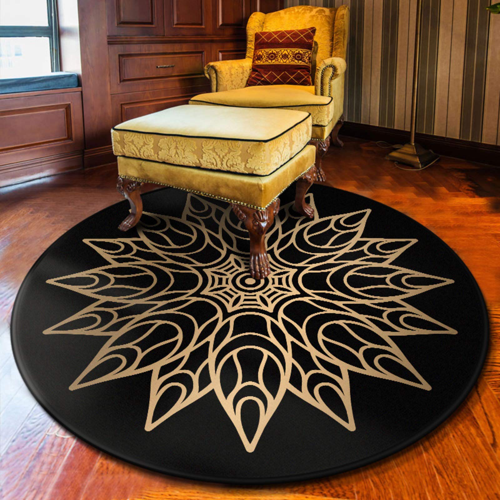 Nowoczesny dywan styl etniczny retro mandala dywan okrągły dywan nordycki balkon stolik kawowy wiszący kosz salon dekoracja mata w L średnica 160 cm