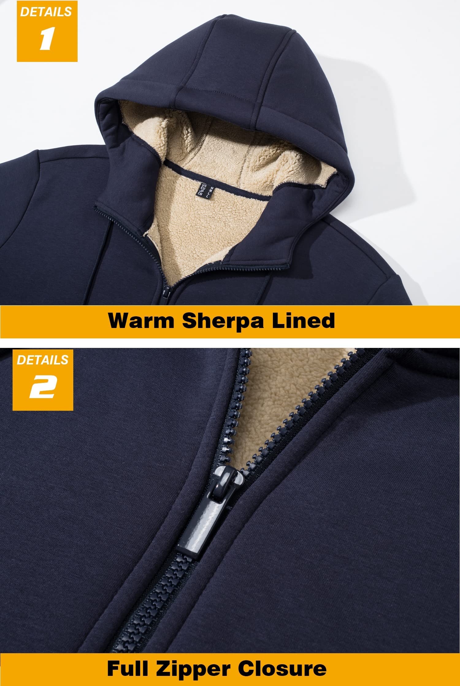 TACVASEN Sudadera con capucha y forro polar para hombre, gris claro, XXL