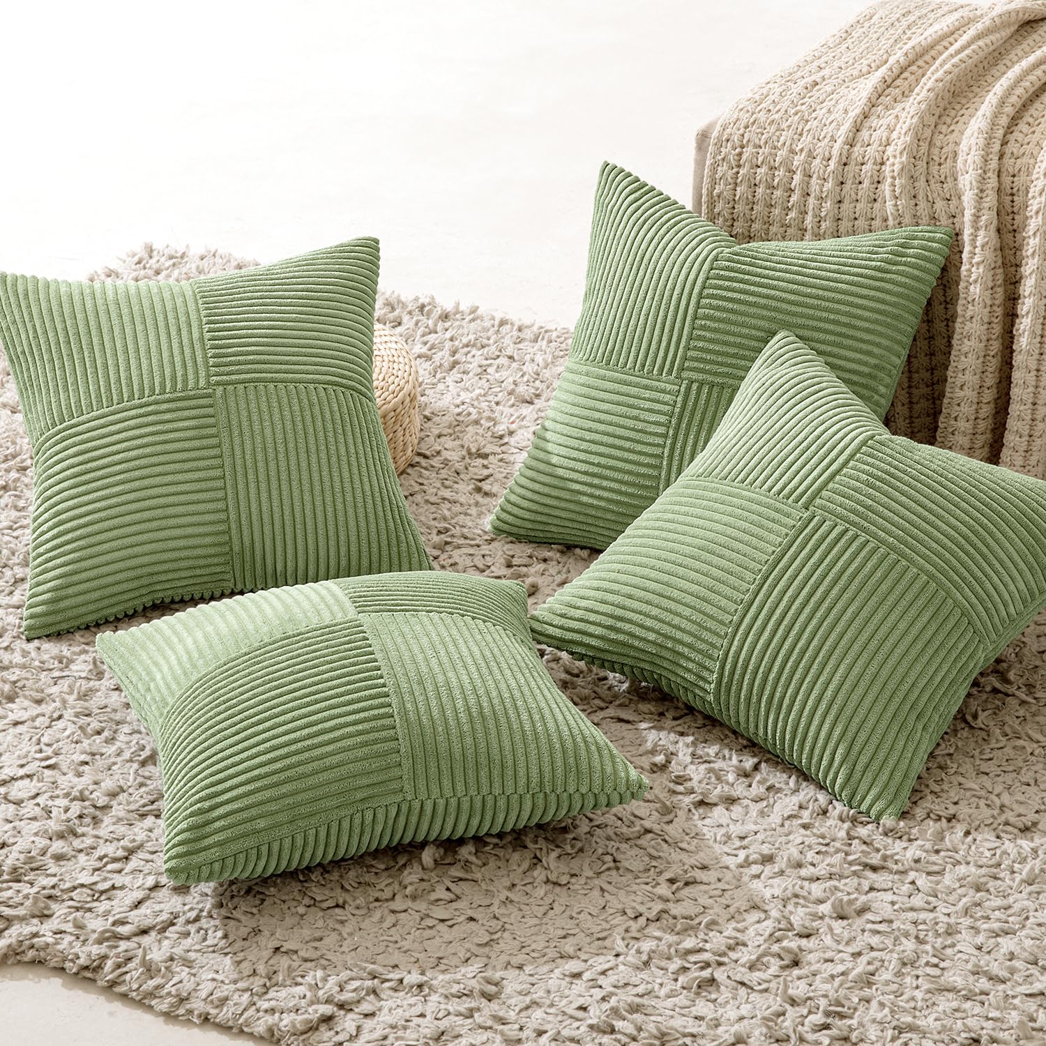 MIULEE Federe Cuscini Divano 50x50 Copricuscini Verde | Set 4 Pezzi Cuscino Moderno Morbido Decorativa Camera da Letto