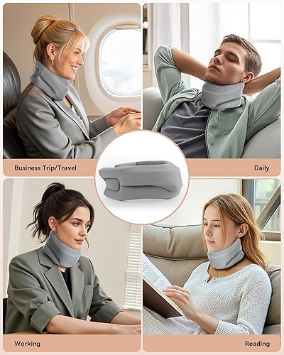 Miniatura 7 de BETOVIN Soporte cervical para el cuello, soporte para el cuello para dormir, envolturas de espuma suave que mantienen las vértebras estables y