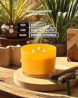 Vista 4 de 96NORTH Luxury Palo Santo Candle Large 3 Wick Jar Candle Up to 50 Hours Burning Time 100% Natural Soy Wax Relaxing Aromatherapy Aesthetic
