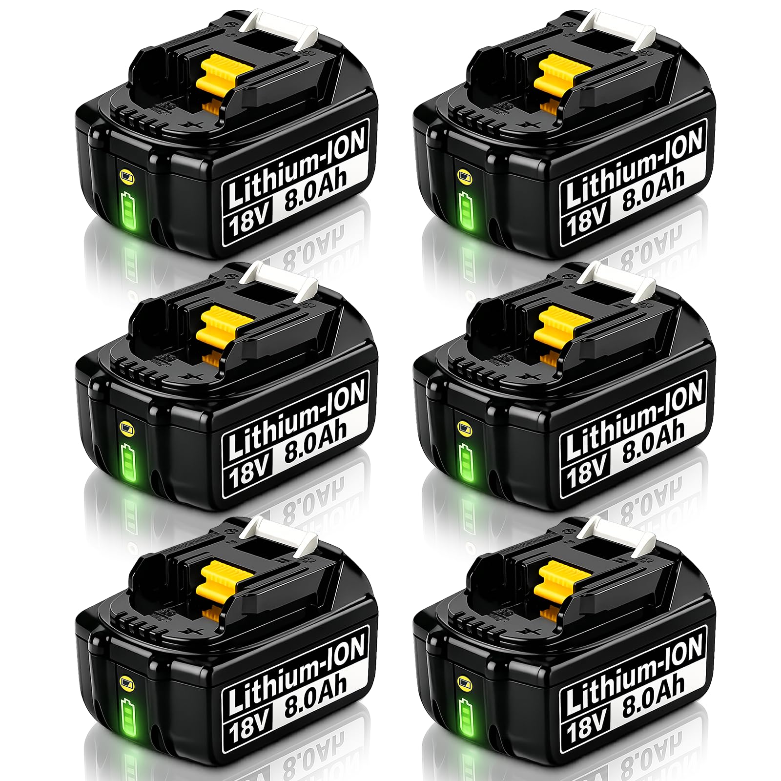 6 Count 8000mAh BL1860B 18V Replacement for Makita 18V Battery