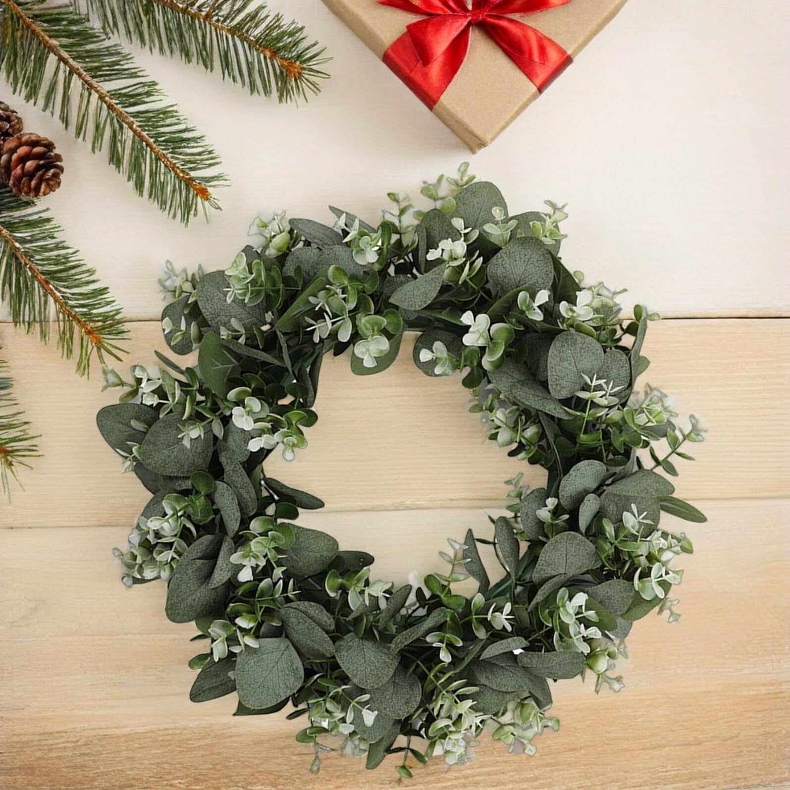 TOYANDONA 2piezas Guirnaldas de Eucalipto para Puerta de Entrada Guirnalda Artificial de Verdes Decoración Colgante de Puerta para Fiestas Navideñas y Hogar