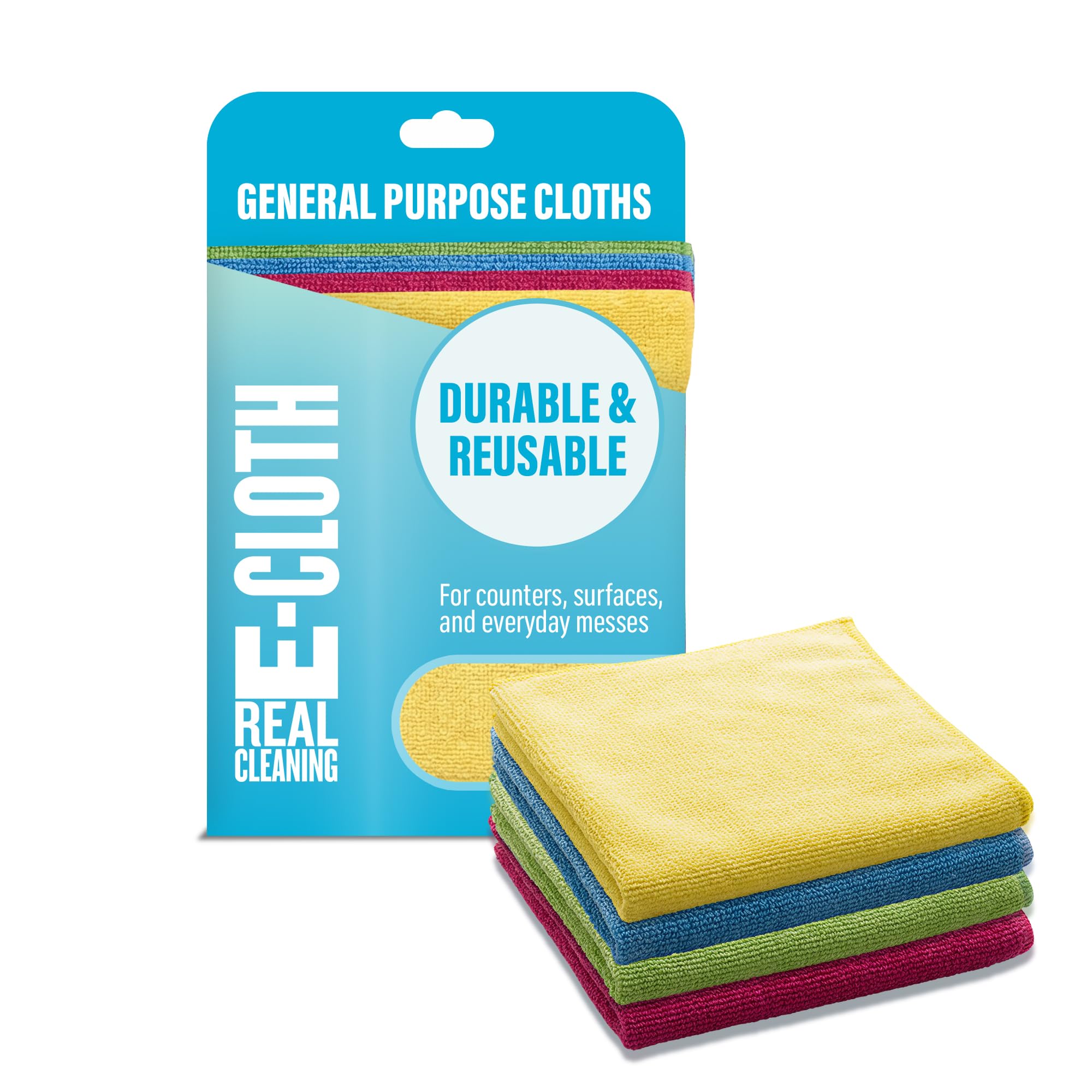 E-Cloth Mikrofasertuch, weltweit führendes Premium-Mikrofaser-Reinigungstuch, doppelt so langlebig wie die Konkurrenz, ideal für Küche, Arbeitsflächen, Spülen und Badezimmer, gemischt, 4er-Pack