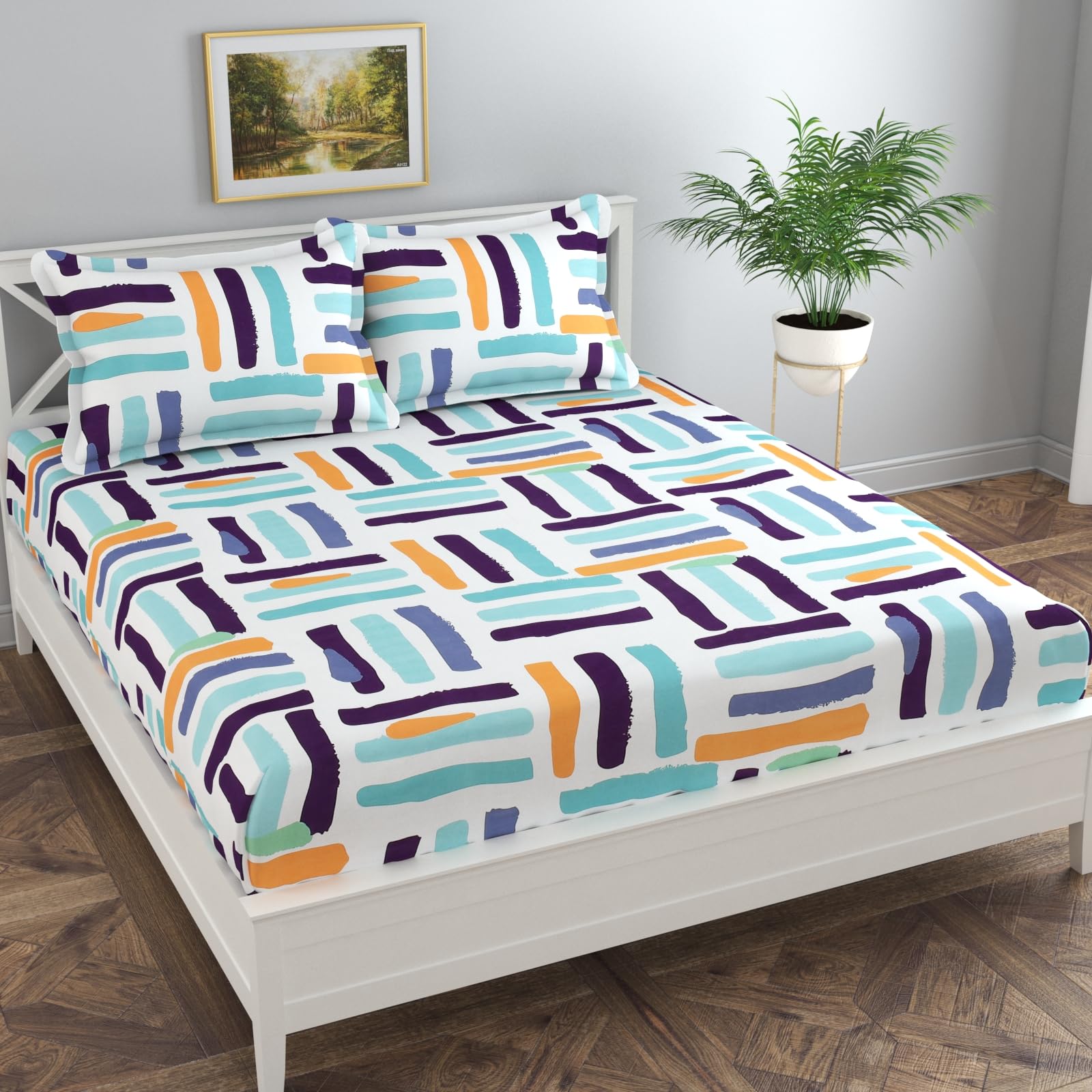 RRB Textile Super Soft Fitted Bedsheet All Round Elastic Fitted King Size Fitted Bedsheet Double Fitted Bedsheet with 2 Pillow Covers- 72 x 78 x 8 Inches (B0BPDQ8ZJ5) Amazon Price History, Amazon Price Tracker