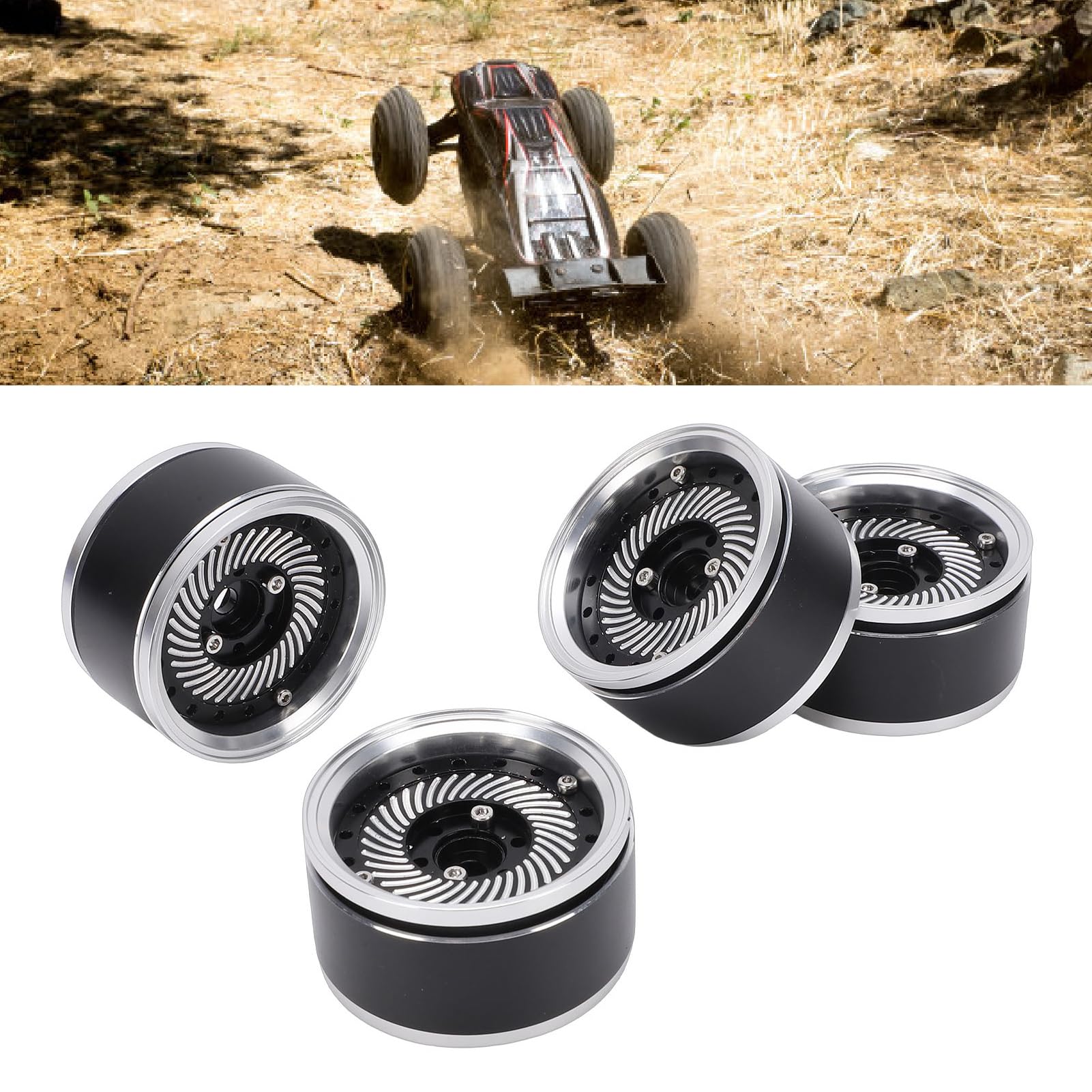 Obręcze kół samochodu RC, 4 szt. Anodyzowane koła ze stopu aluminium 1,9 cala Wytrzymałe koła gąsienicowe terenowe do samochodów gąsienicowych RC w skali 1/10 Akcesoria do