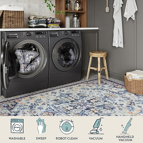 Miniatura 4 de Lahome Alfombra de pasillo lavable bohemia, 2 pies 6 pulgadas x 10 pies, alfombra suave para pasillos, alfombra de cocina larga, antideslizante,