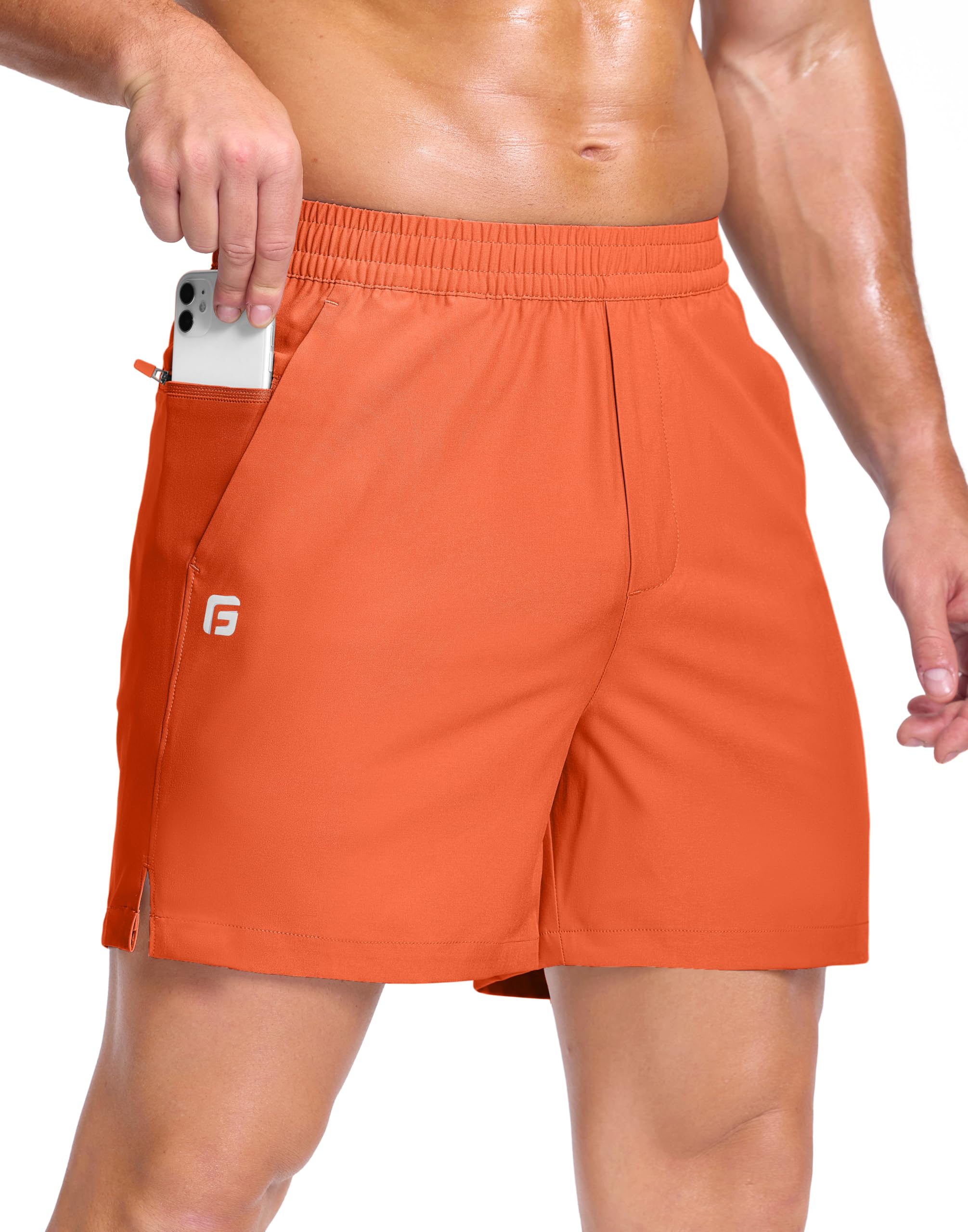 GGJ Men's Lightweight Athletic Shorts with 2 Zipper Pockets 7"/9"/5" Gym Workout Running Quick Dry Tennis Shorts for Men