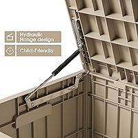Vista 32 de Greesum Caja de 31 galones para exteriores, cajas de almacenamiento para exteriores para todo tipo de clima, para muebles de patio, caja de entrega