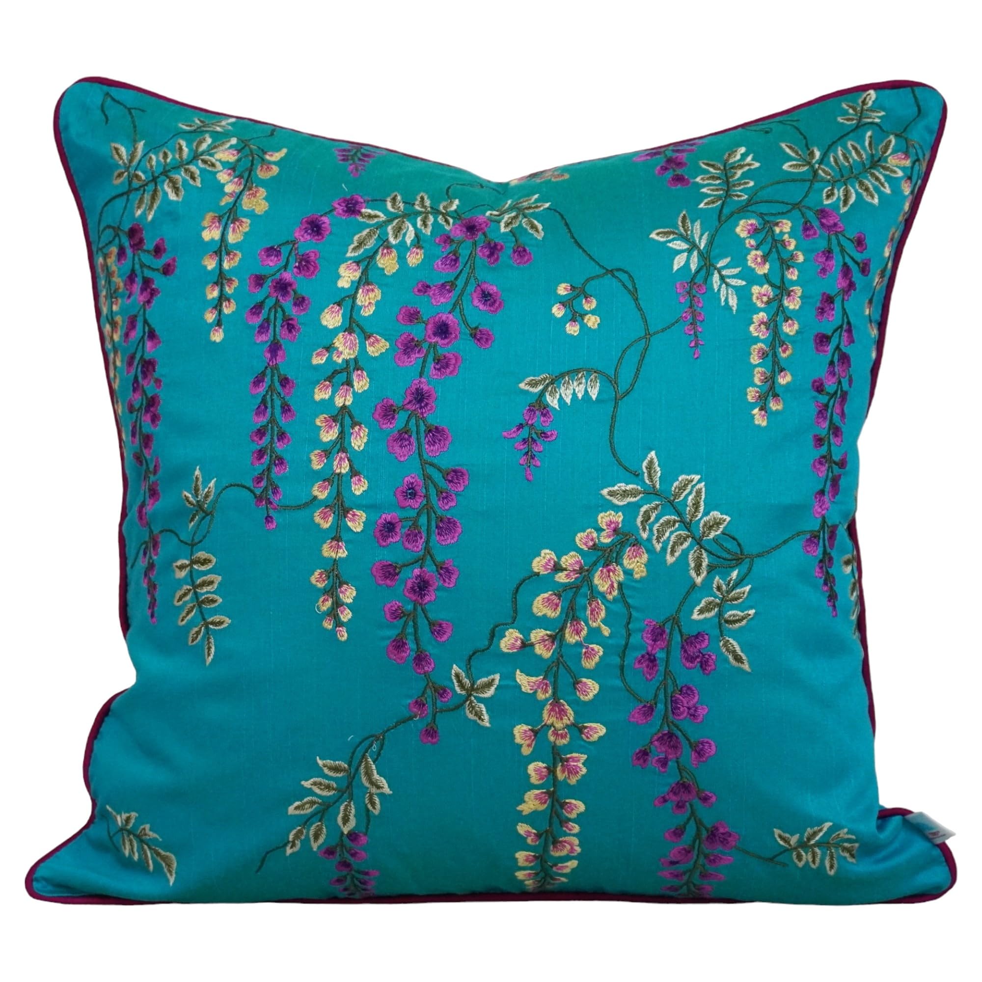 Wisteria Embroidered Cushion Covers - Ocean Blue -2