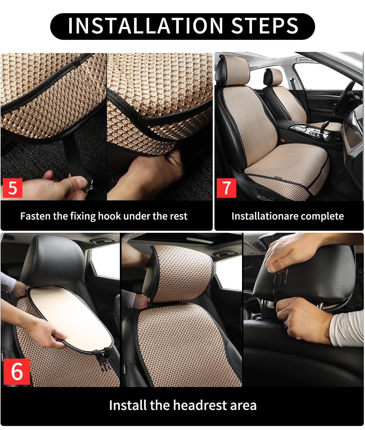 Auto Newer Car Seat Cover Breathable Front Car Seat Cushion Comfortable Car Seat Protector Anti-Slip and Full Wrap — view 7