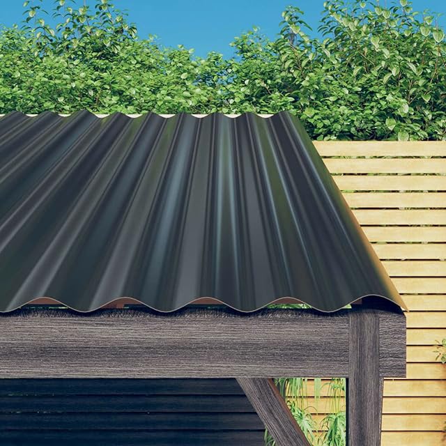 Festnight Corrugated Roofing Sheet Metal Roofing Sheets, Roof Panels 36pcs Galvanised Steel Greenhouse Shed Roof Sheet Garage Metal Roofing Covers, 80 x 36 cm Anthracite