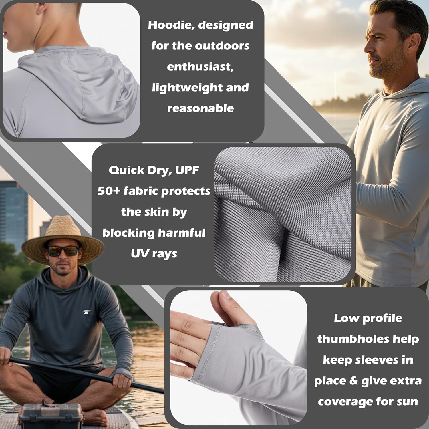 TELALEO 3 Pack Men's UPF 50+ Sun Protection Lightweight Hoodie Performance Long Sleeve SPF UV Shirt for Fishing Running - Image 5