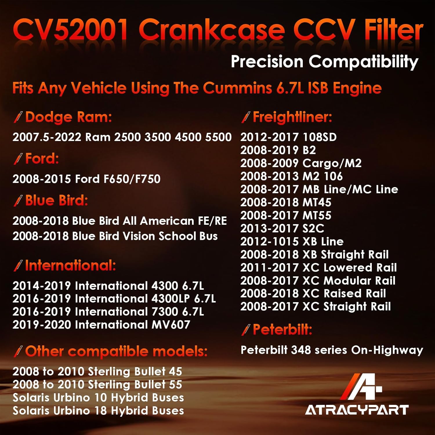 CV52001 6.7 CCV Filter Crankcase Ventilation, Fits for 2008-2021 Dodge Ram 2500 3500 4500 5500 6.7L ISB Diesel Engines, Replaces# 904-418, 68002433AA, Crank Case Breather Element