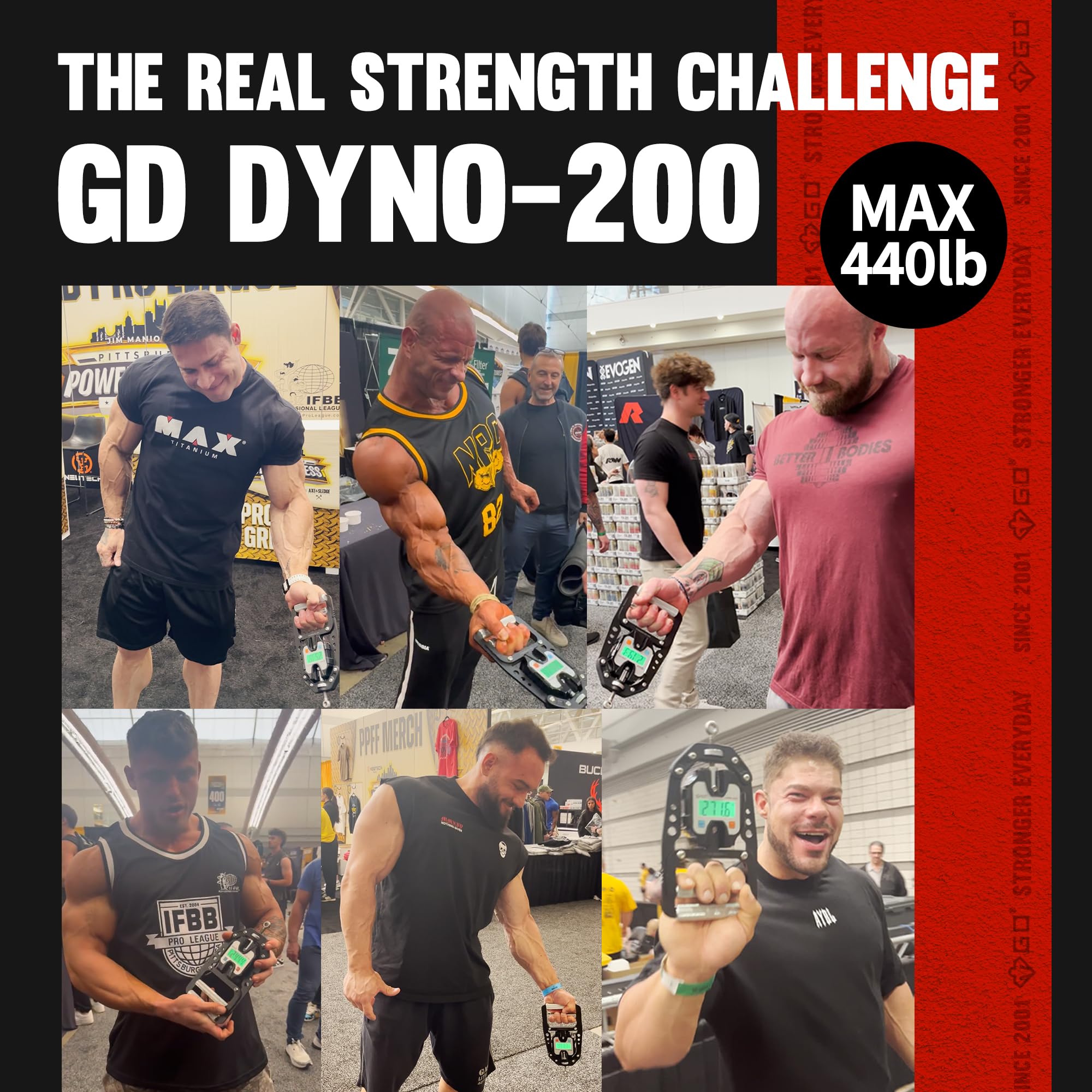 GD DYNO-150 - Dinamometro digitale digitale per misurare la forza della presa, tester elettronico per la forza della presa, per rafforzare la presa, 150 kg