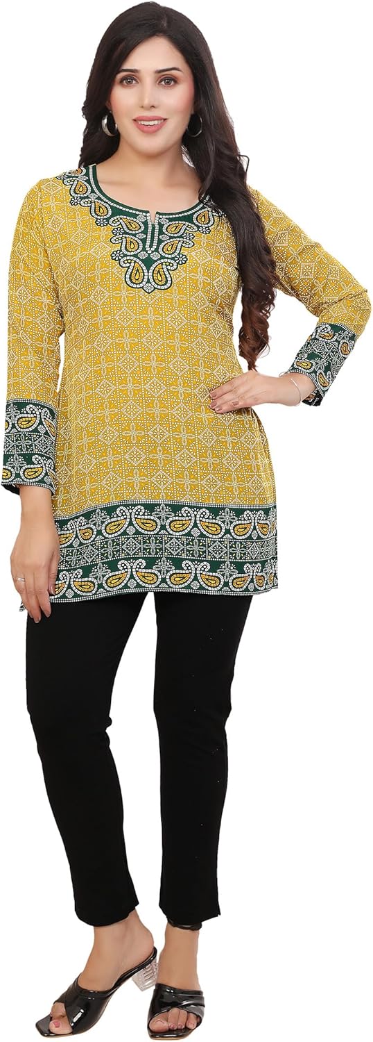 Maple Clothing Short Kurti Indian Tunic Top Women's Printed India Apparel Outfit