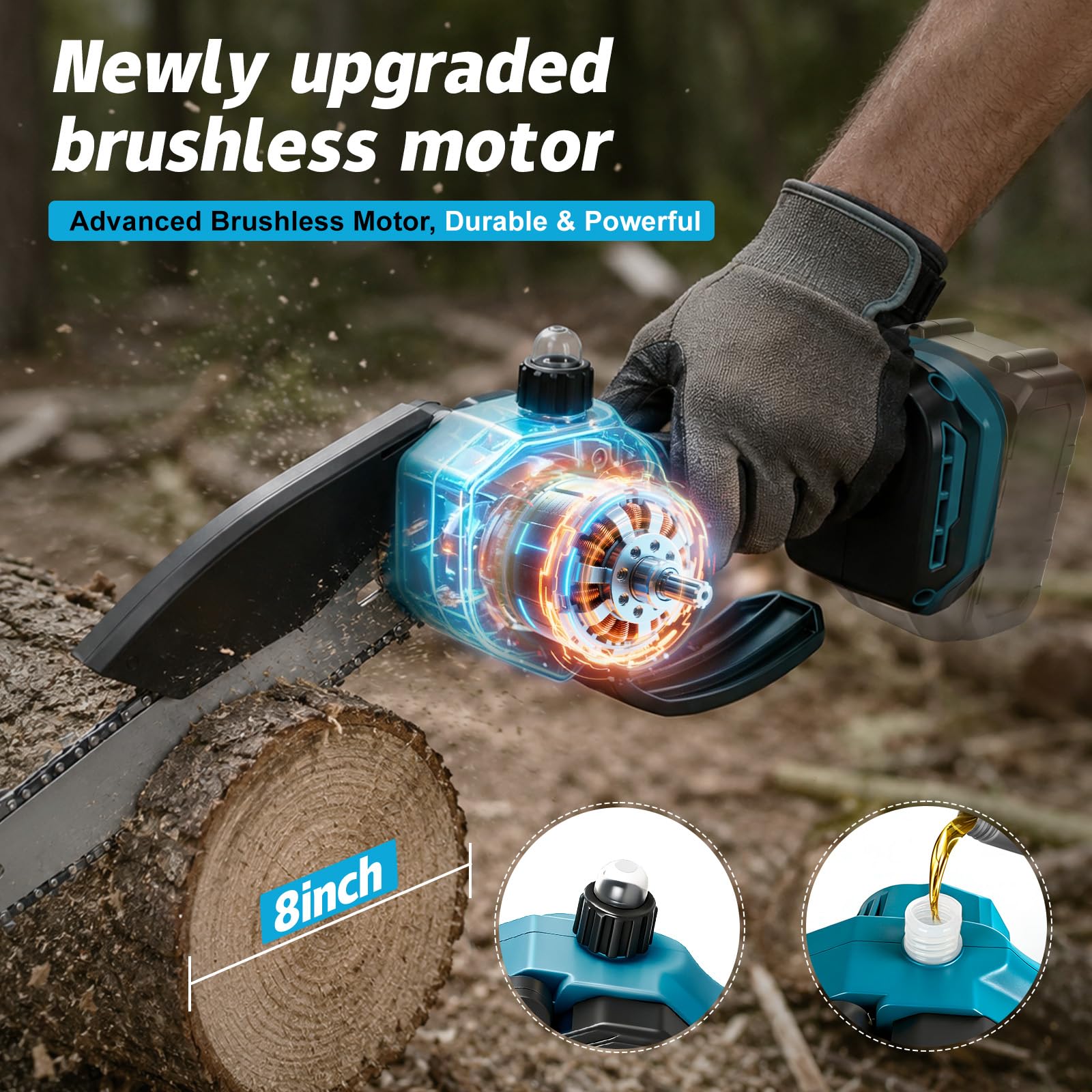 Akku-Teleskop-Kettensäge Heckenschere und Gartenschere Kombiset kompatibel mit Makita 18V, Ausziehbares Baumbeschneidungs-Werkzeugset zum Schneiden von Ästen und Bäumen (ohne Akku)