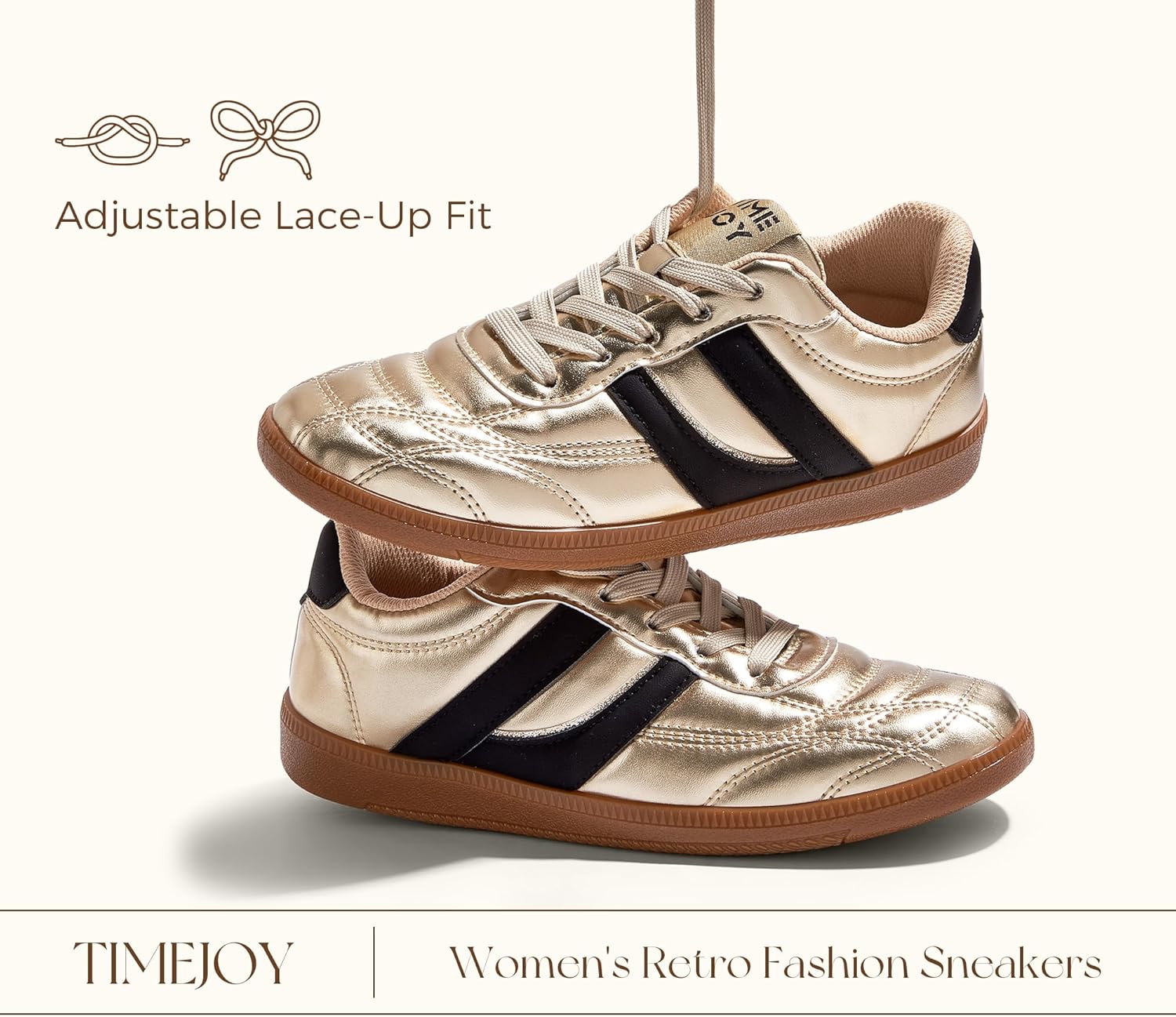 Women's Retro Fashion Sneakers Vintage Leather & Gum Sole Shoes Non-Slip Cushion for Casual, Streetwear & Trendy Outfits - Image 4