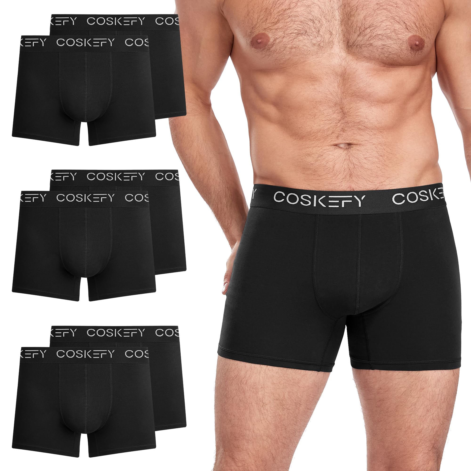 coskefy 6er Pack Boxershorts Herren Baumwolle Unterhosen Männer Unterwäsche Retroshorts Kein juckendes Etikett (Gr. S - 4XL)