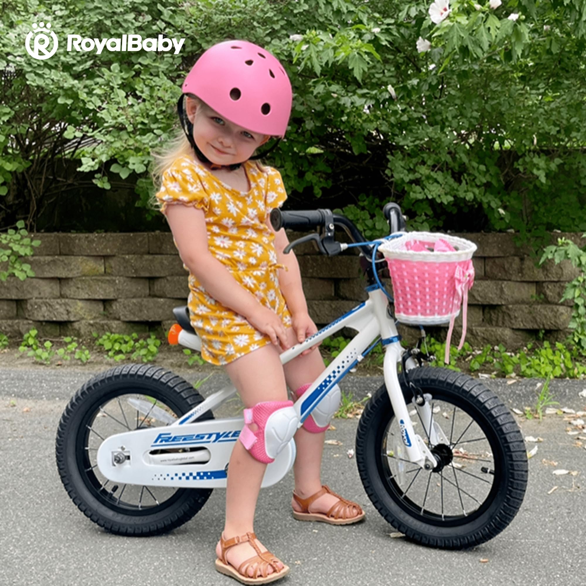 RoyalBaby Kids Helmet and Pads Set for Kids 3-5 Years, Adjustable Protective Gear with Elbow and Knee Pads for Multi-Sports, Three Colors Available