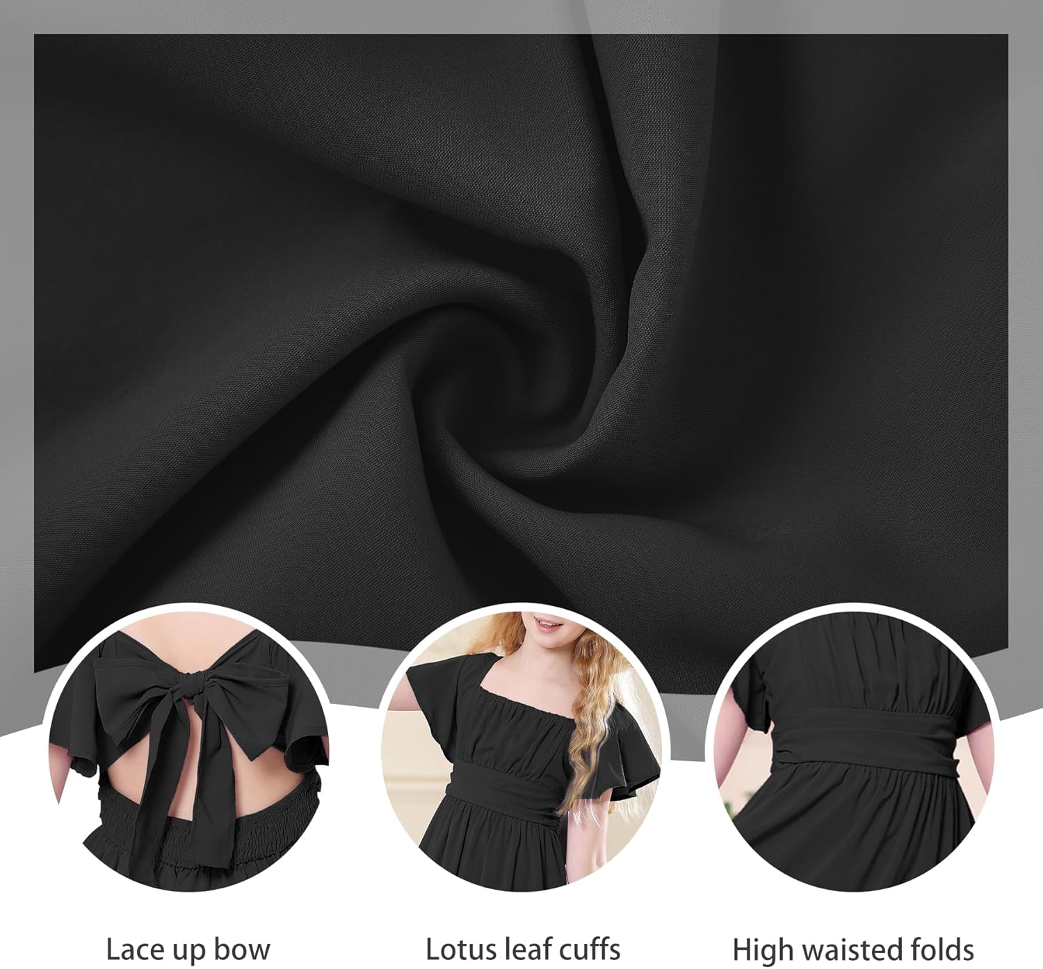 Zando Girls Dresses Tie Back Dress for Girls Ruffle Short Sleeve Dresses Tween Kids Off Shoulder Junior Dress 6-16 Years - Image 4