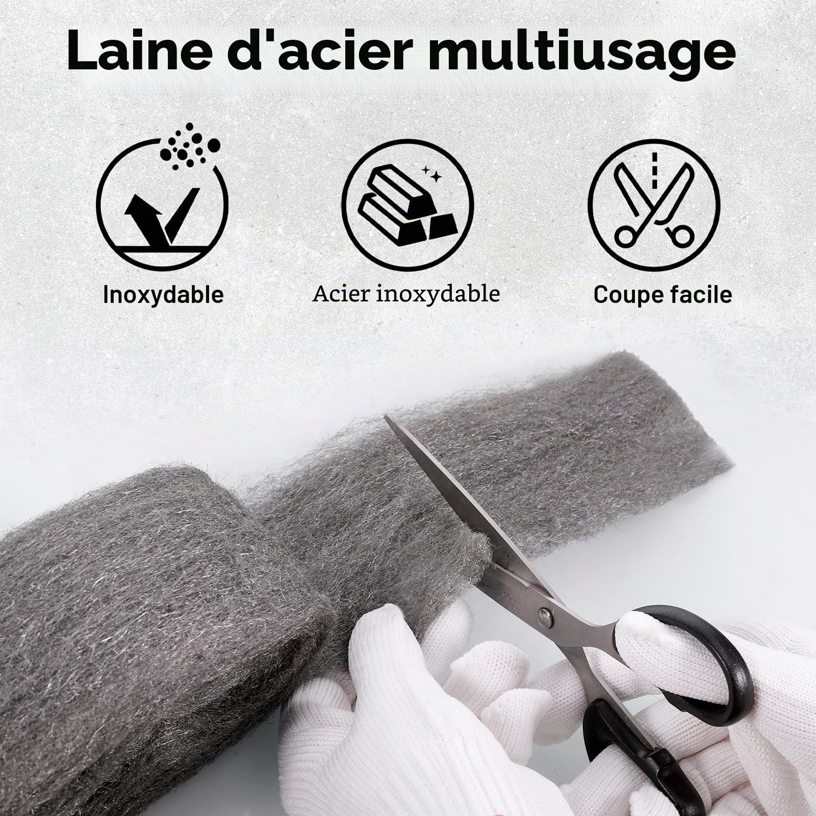 JIZZU 4 Rouleaux Laine d'Acier Grade 000, Paille de Fer Laine D'acier Anti Rongeur, Fil de Nettoyage Wire Wool pour Nettoyage Polissage Entretien et Finition du Bois