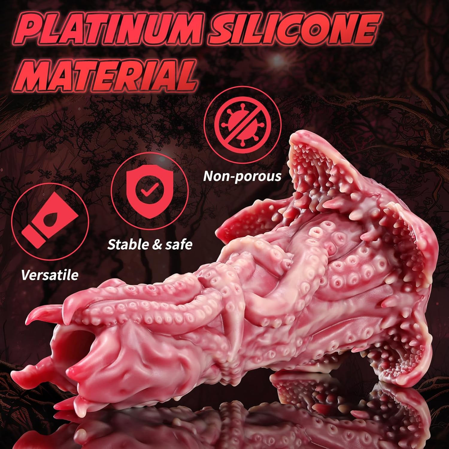 Nothosaur Kohana 7 Inch Ovipositor Dildo Fantasy Hollow Tentacle Design Adult Toy, Medium Firm Platinum Silicone Dildo for Men Women, Anal & Vaginal Use, Creature Fantasy Monster Toy