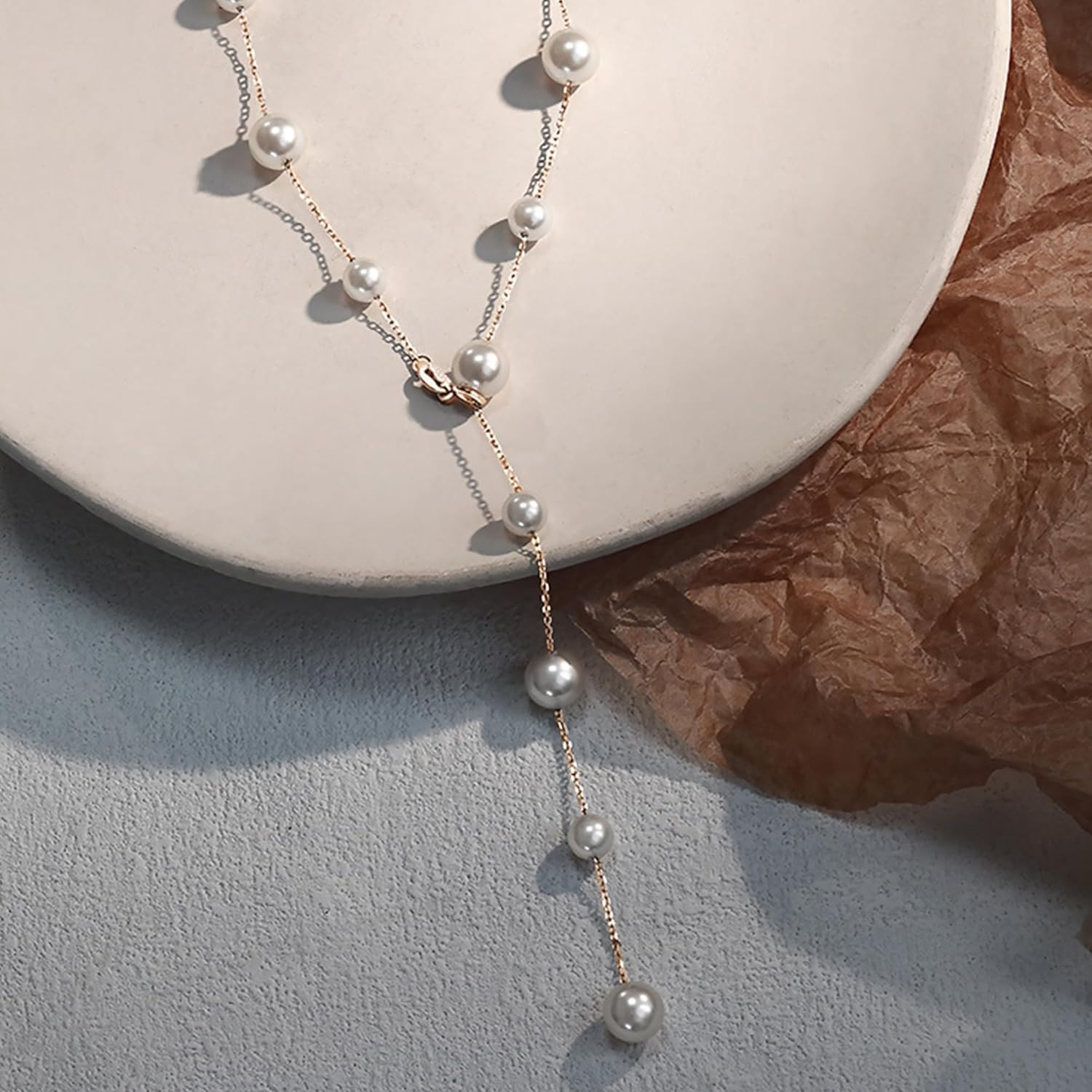 Gold Pearl Necklace for Women, Yellow Necklace Dainty 18K Gold Plated Pearl Choker Chain, Pearls Bracelets Wedding Trendy Gold Jewelry Set for Women Bridesmaid Gifts - Image 8