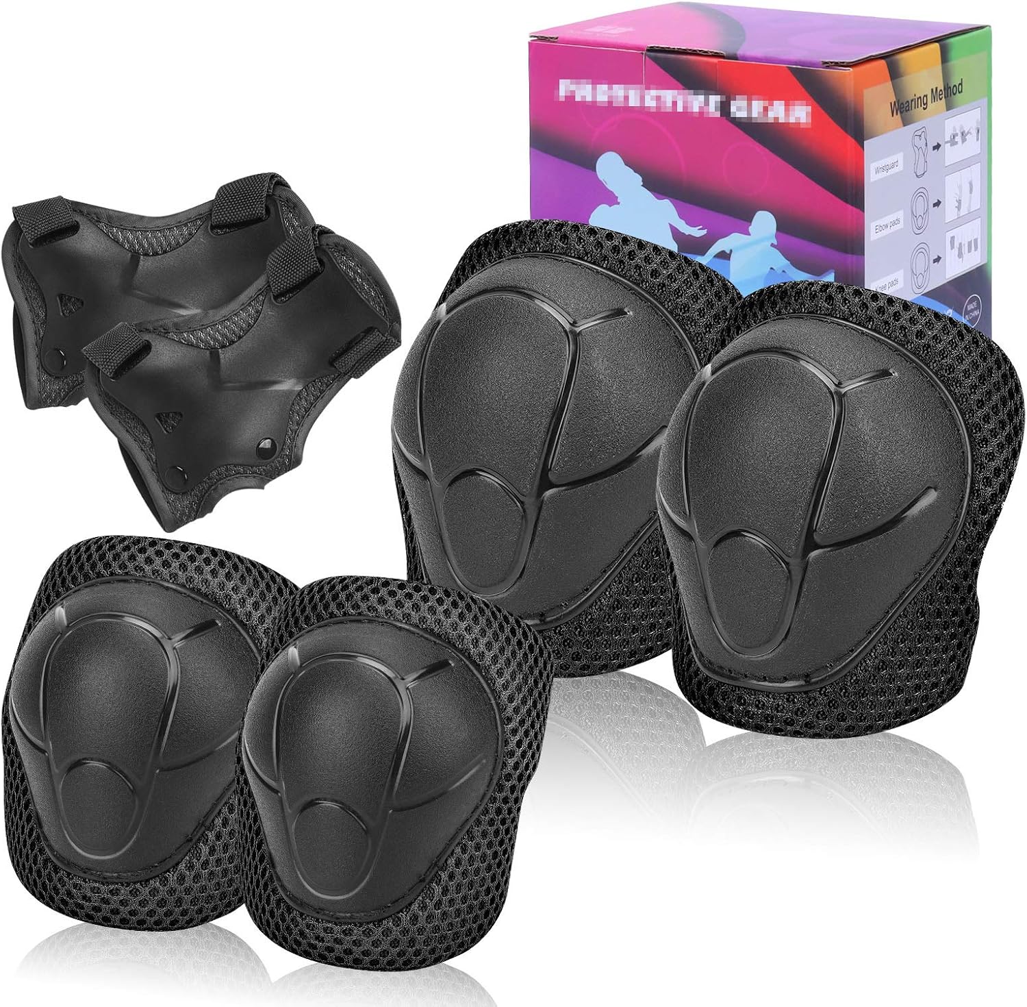 Kids Protective Gear Set SHENMOREN Knee Pads for Kids 3-10 Years Toddler Knee and Elbow Pads with Wrist Guards 3 in 1 for Skating Cycling Bike Rollerblading Scooter